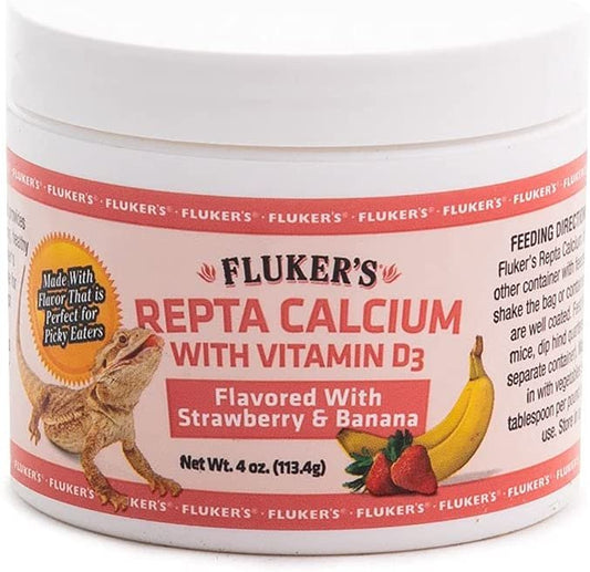 Fluker's Repta Strawberry-Banana Flavored Calcium with Vitamin D3, 4 oz, Fluker's