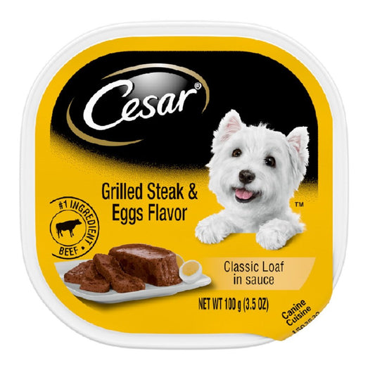 Cesar Sunrise Classic Loaf in Sauce Adult Wet Dog Food Grilled Steak & Eggs, 3.5 oz