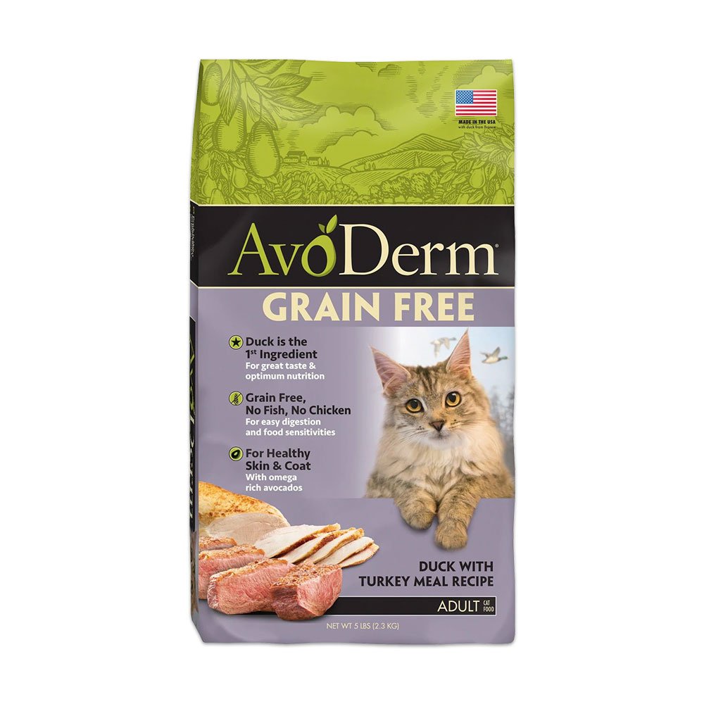 AvoDerm Natural Grain Free Duck with Turkey Meal Dry Cat Food 5-lb, AvoDerm