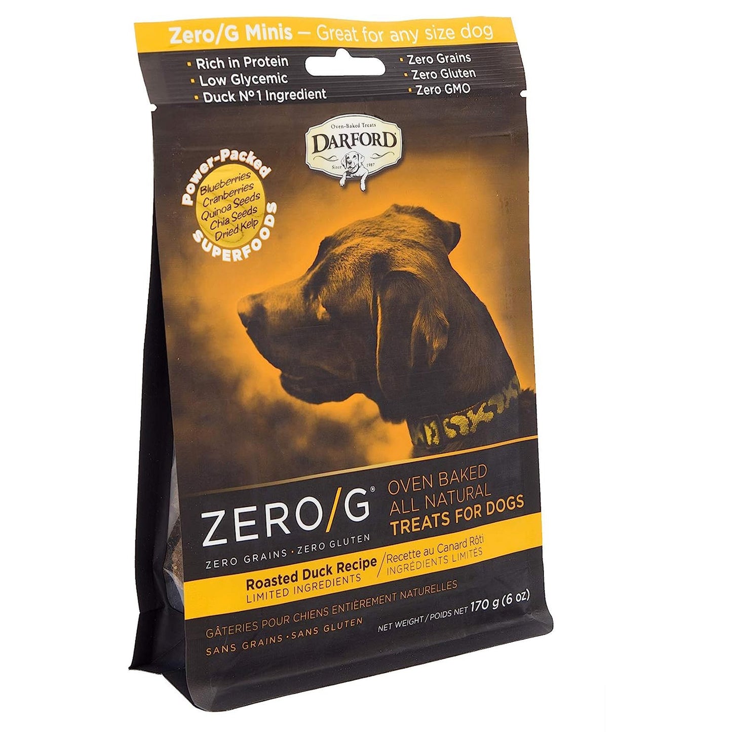 Darford Zero/G Oven Baked All Natural Dog Treats Mini, Roasted Duck Recipe, 6 oz, Darford
