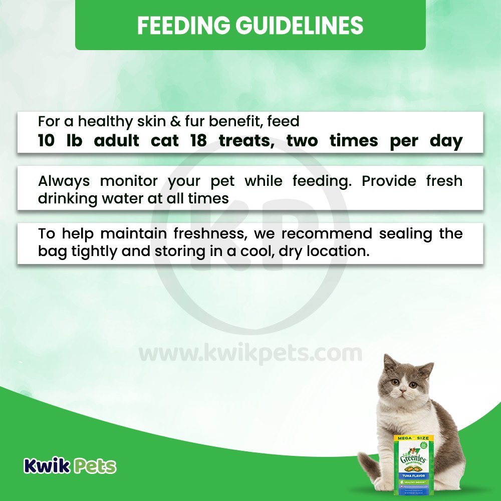 Feeding Guidelines - Greenies Feline SmartBites Healthy Indoor Tuna Cat Treats 4.6-oz