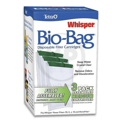 Tetra Bio-Bag Disposable Filter Cartridges Medium - For Whisper 10, 10i, E, J & Micro Power Filters (3 Pack)