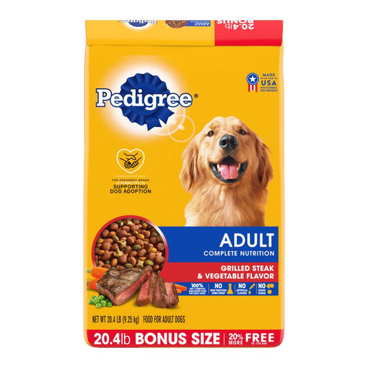 Pedigree Complete Nutrition Adult Dry Dog Food Grilled Steak & Vegetable 20 lb, Pedigree