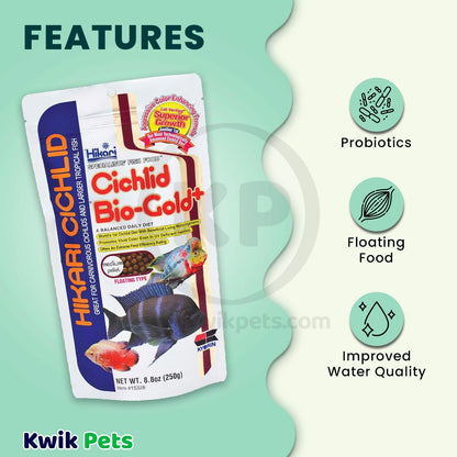 Hikari USA Cichlid BioGold+ Pellet Fish Food 8.8-oz, MD