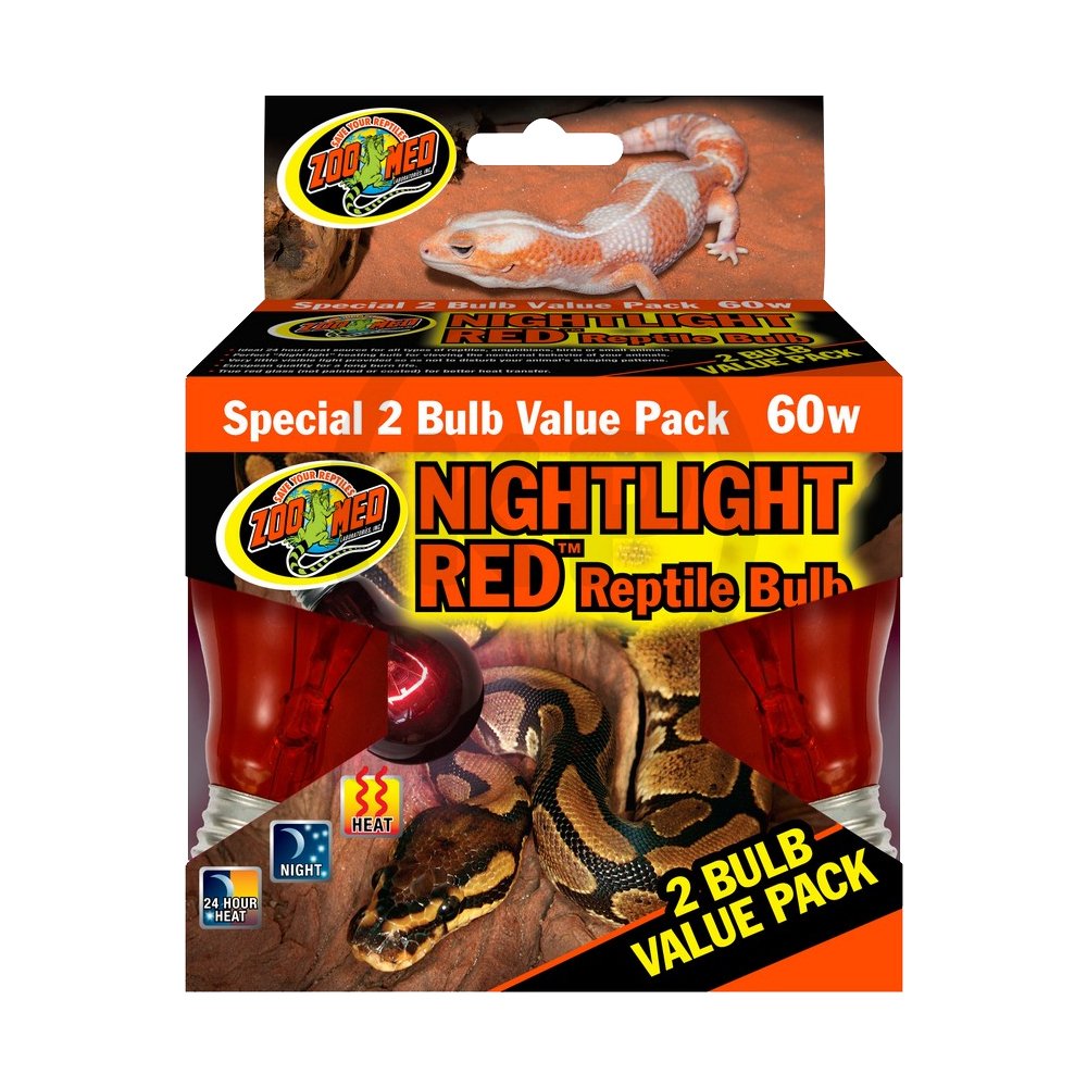 Zoo Med Nightlight Red Reptile Bulb 60W 2 Pack