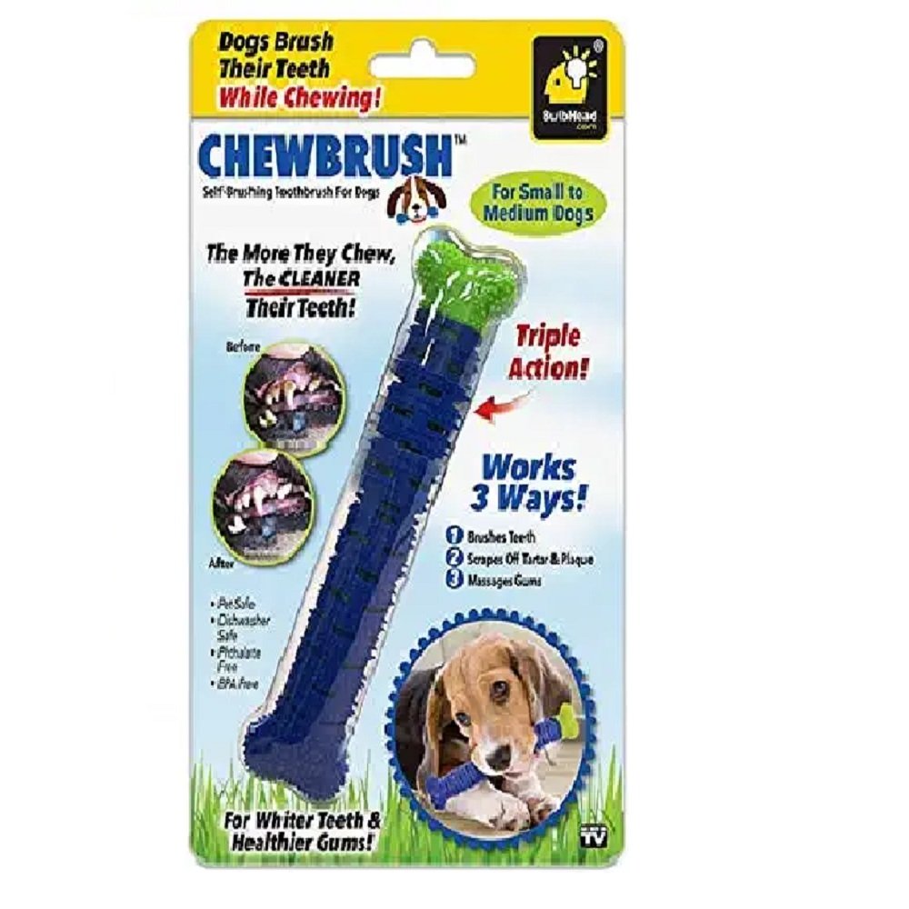 Bulbhead Chewbrush Blue Dog Self Brushing Toothbrush, Bulbhead