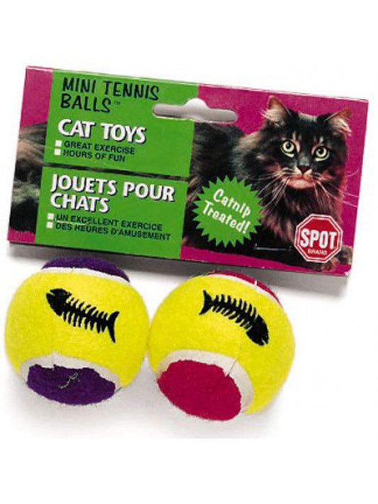 Spot Mini Tennis Balls Cat Toy with Bell & Catnip Assorted, 2 in, 2 pk, Mini, Spot