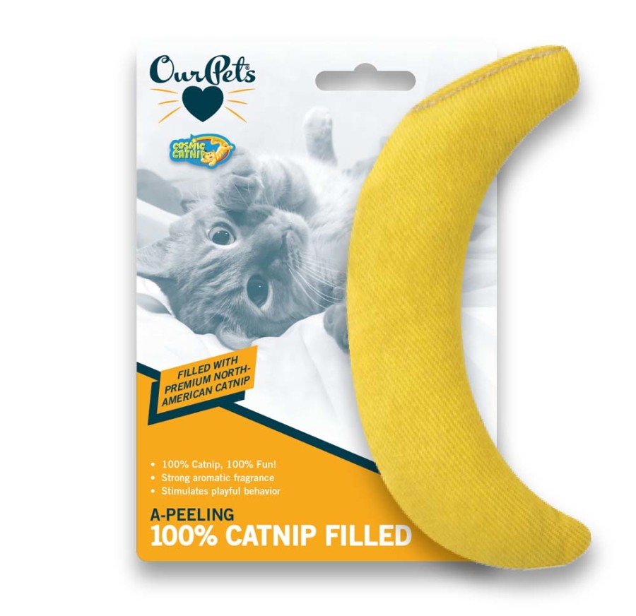 OurPets Cosmic Cat - Banana - A-peeling 100% Catnip Filled Cat Toy Yellow, OurPets
