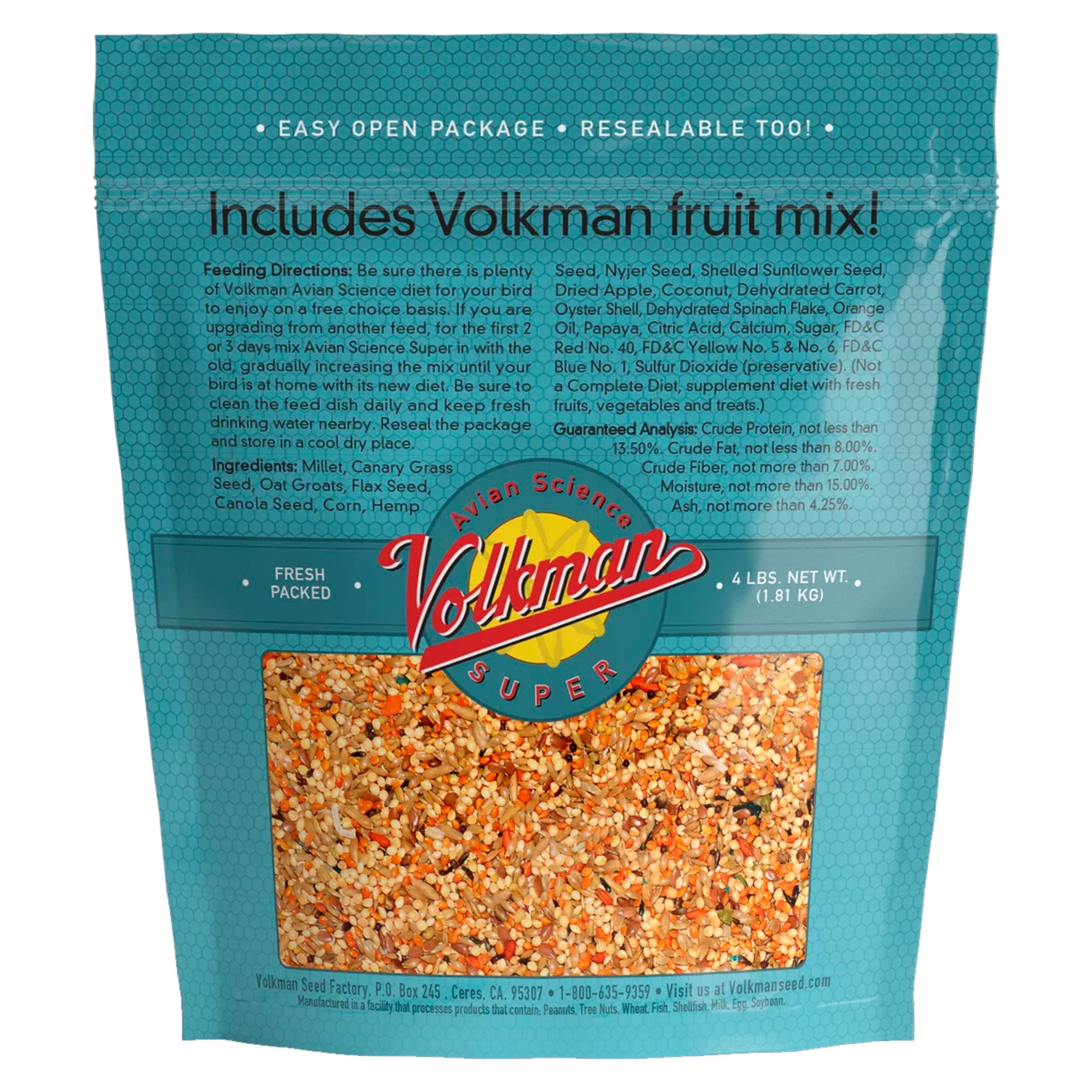 Volkman Seed Avian Science Super Parakeet 4lb, Volkman