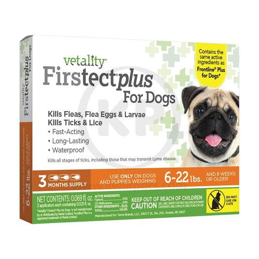 Vetality Firstect Plus Flea & Tick for Dogs, 6-22 lb, 3 ct