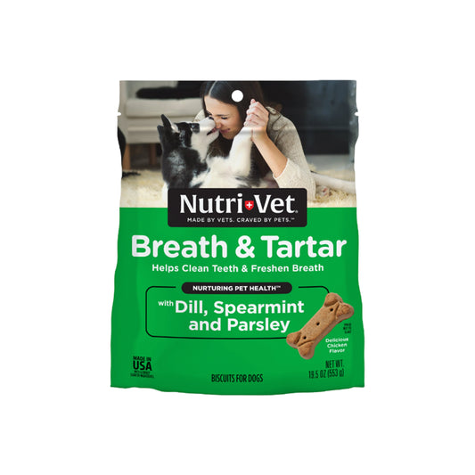 Nutri-Vet Breath & Tartar Chicken Flavored with Dill, Spearmint & Parsley Dental Dog Biscuit Treats, 19.5oz, Nutri-Vet