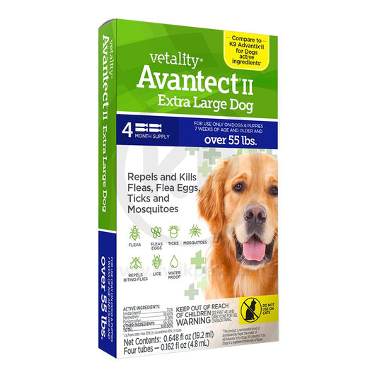 Vetality Avantect II Flea & Tick for Extra Large Dogs 4-Count 0.648-oz