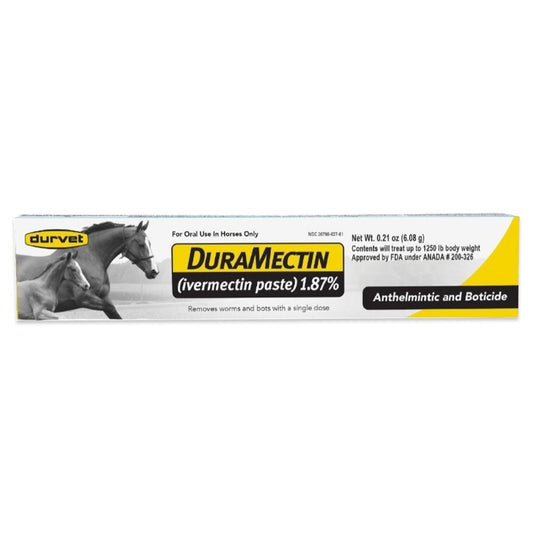 Durvet Duramectin Ivermectin Paste 1.87% Horse Dewormer Removes Worms & Bots, Durvet