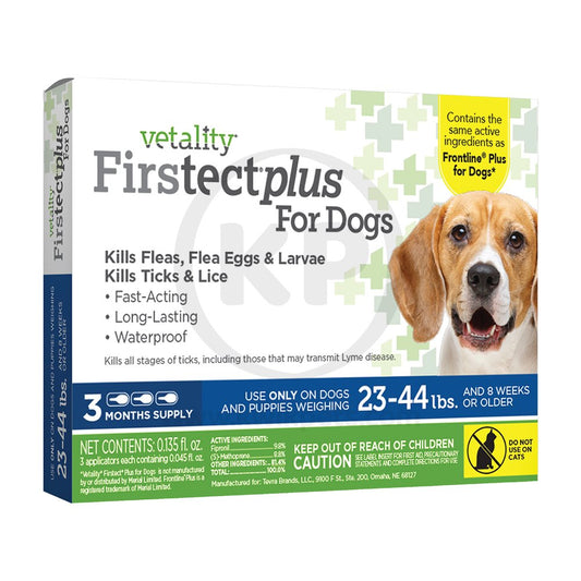 Vetality Firstect Plus Flea & Tick for Dogs, 23-44 lb, 3 ct