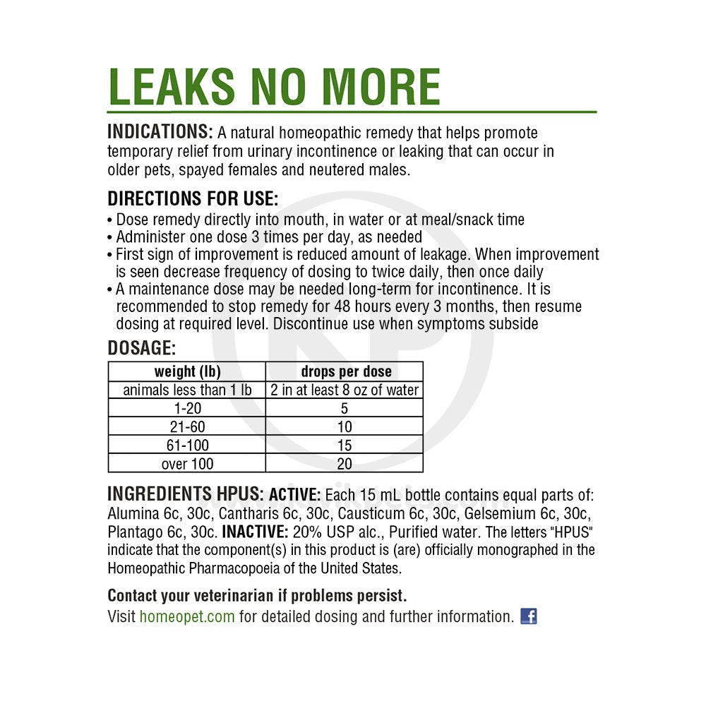 HomeoPet Leaks No More 15 ml