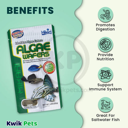 Hikari Tropical Algae Wafers for Bottom Feeding Herbivorous Fish Food, 2.89-oz