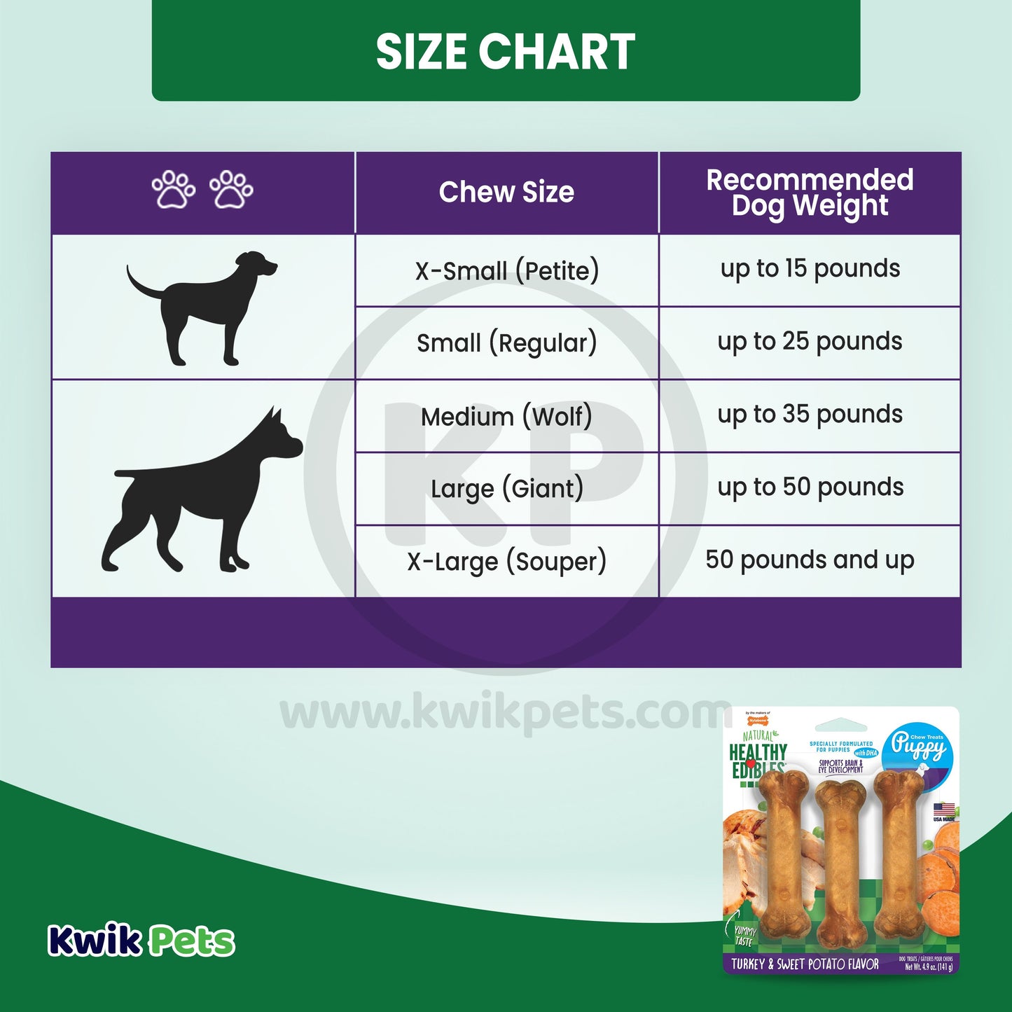Nylabone Healthy Edibles Puppy Chew Treats 3 count, Small/Regular - Up To 25 lb, Nylabone