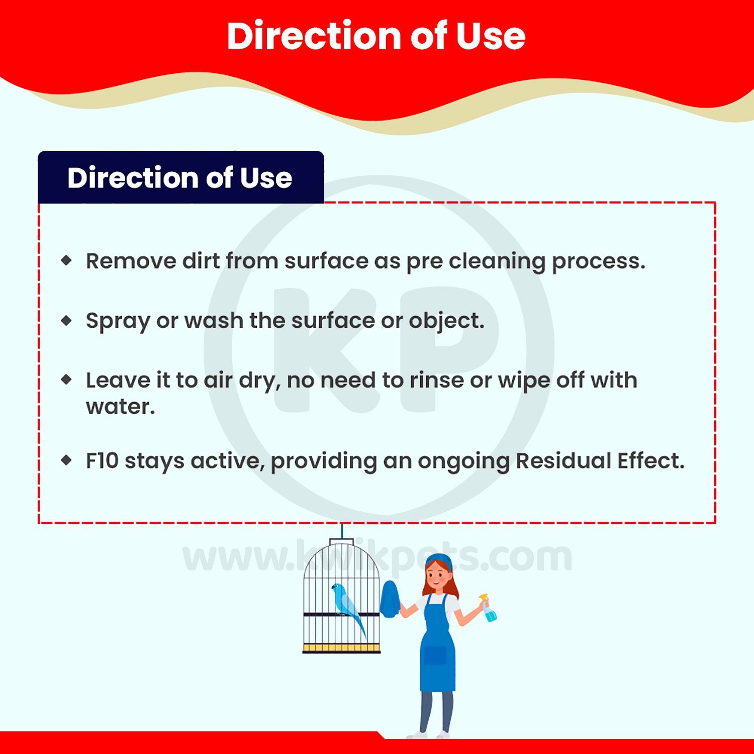 Direction of Use F10 Veterinary Disinfectant 1 Liter