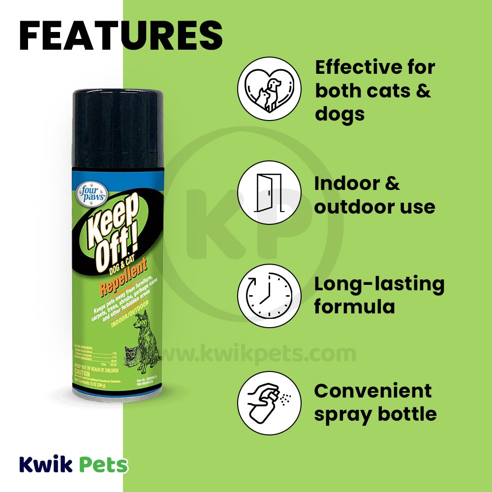 Features of Four Paws Keep Off! Outdoor & Indoor Dog & Cat Repellent Spray 10-oz